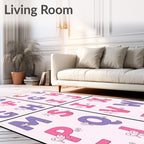 Alphabet Kids Fun Pink Purple Elements Rug
