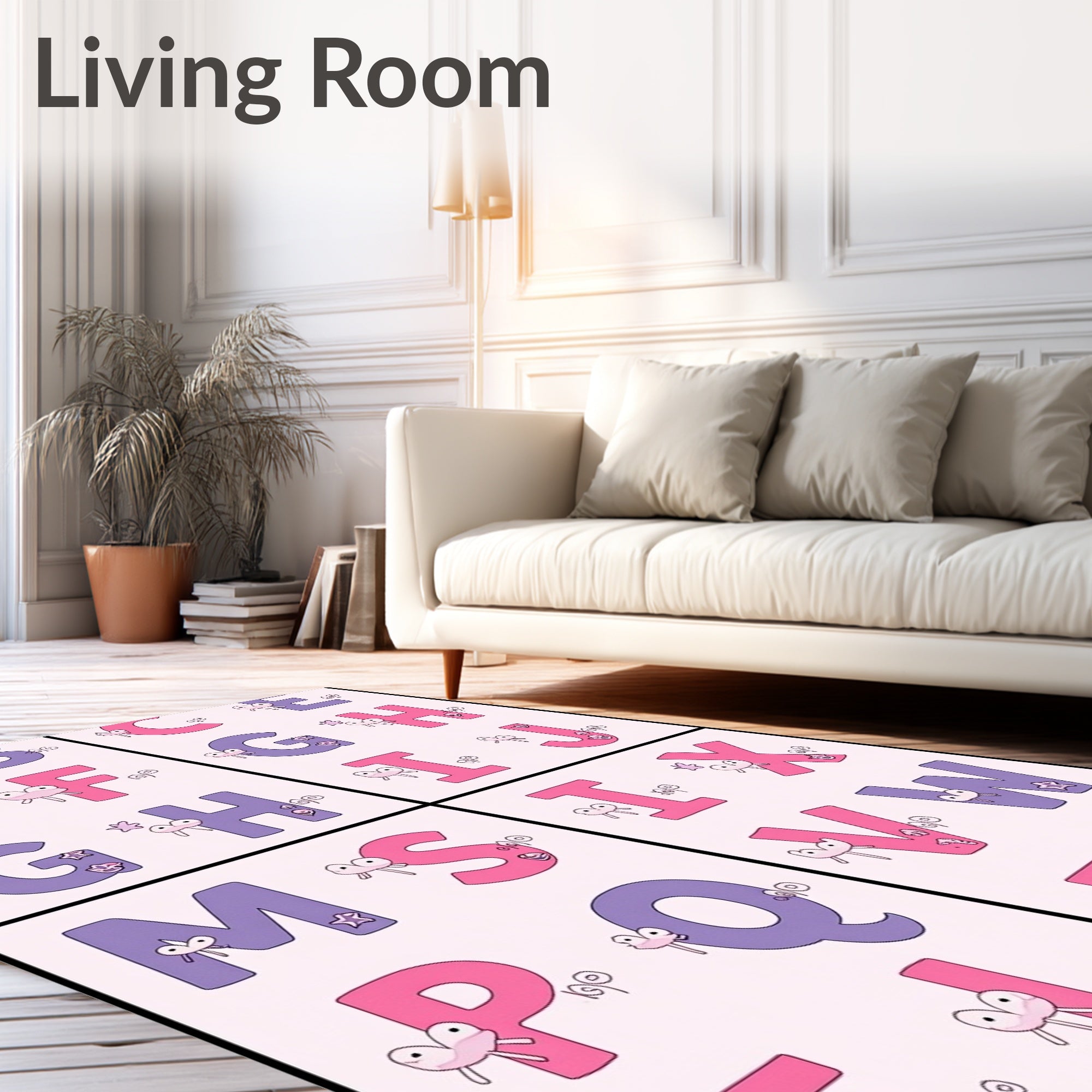 Alphabet Kids Fun Pink Purple Elements Rug