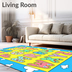 Playful Alphabet Cartoon Faces Rug