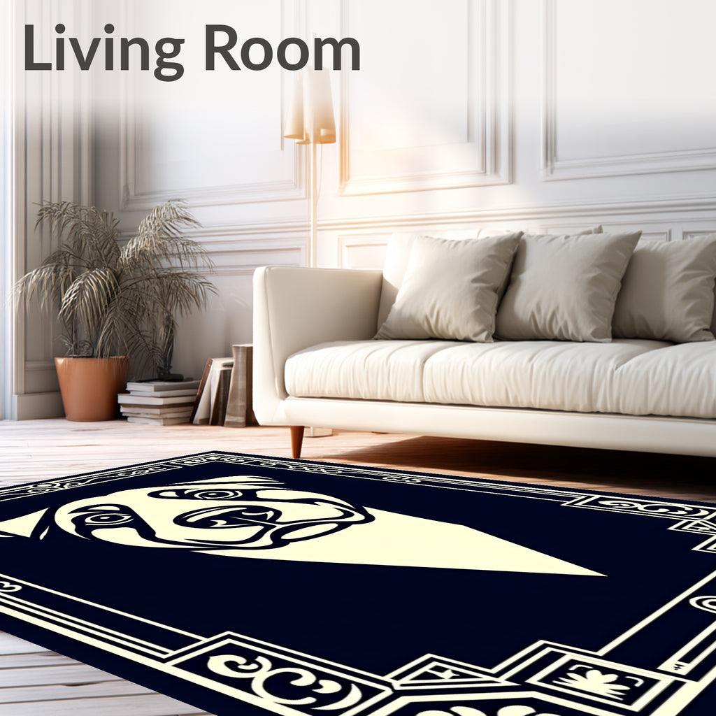 Art Deco Cream Dog Portrait Rug