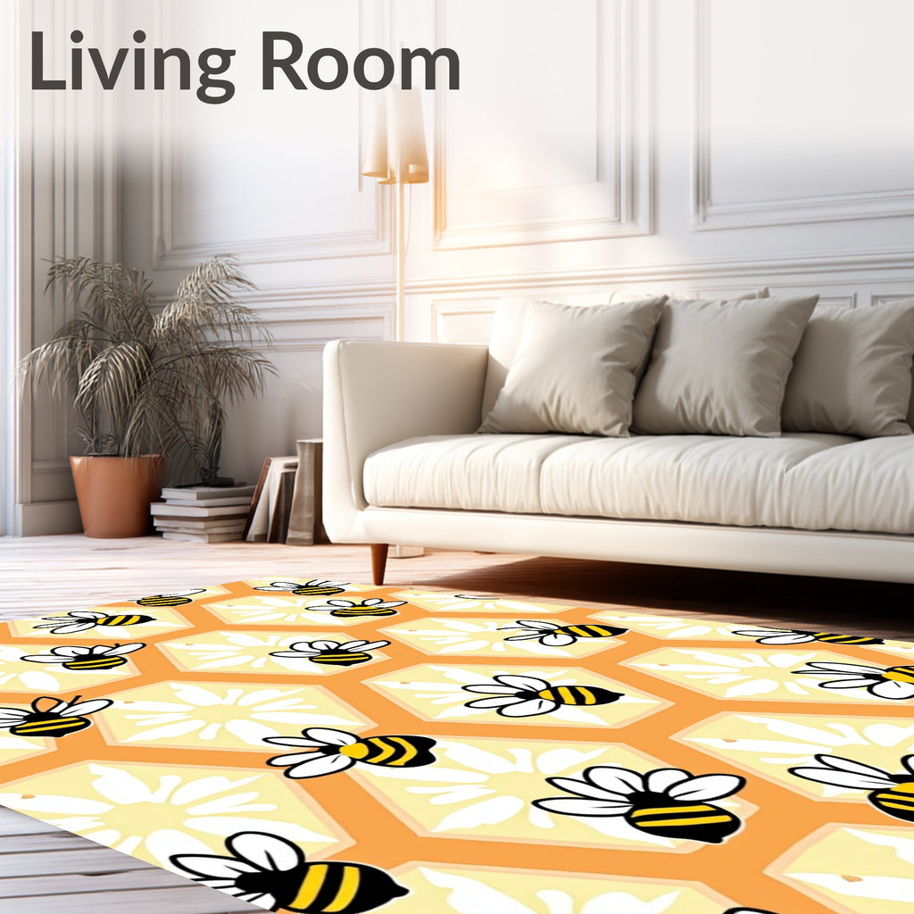 Cheery Bee Honeycomb Art Rug