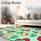 Light Green Whimsical Cartoon Characters Rug