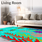 Vibrant Coral Reef Turtle Scene Rug