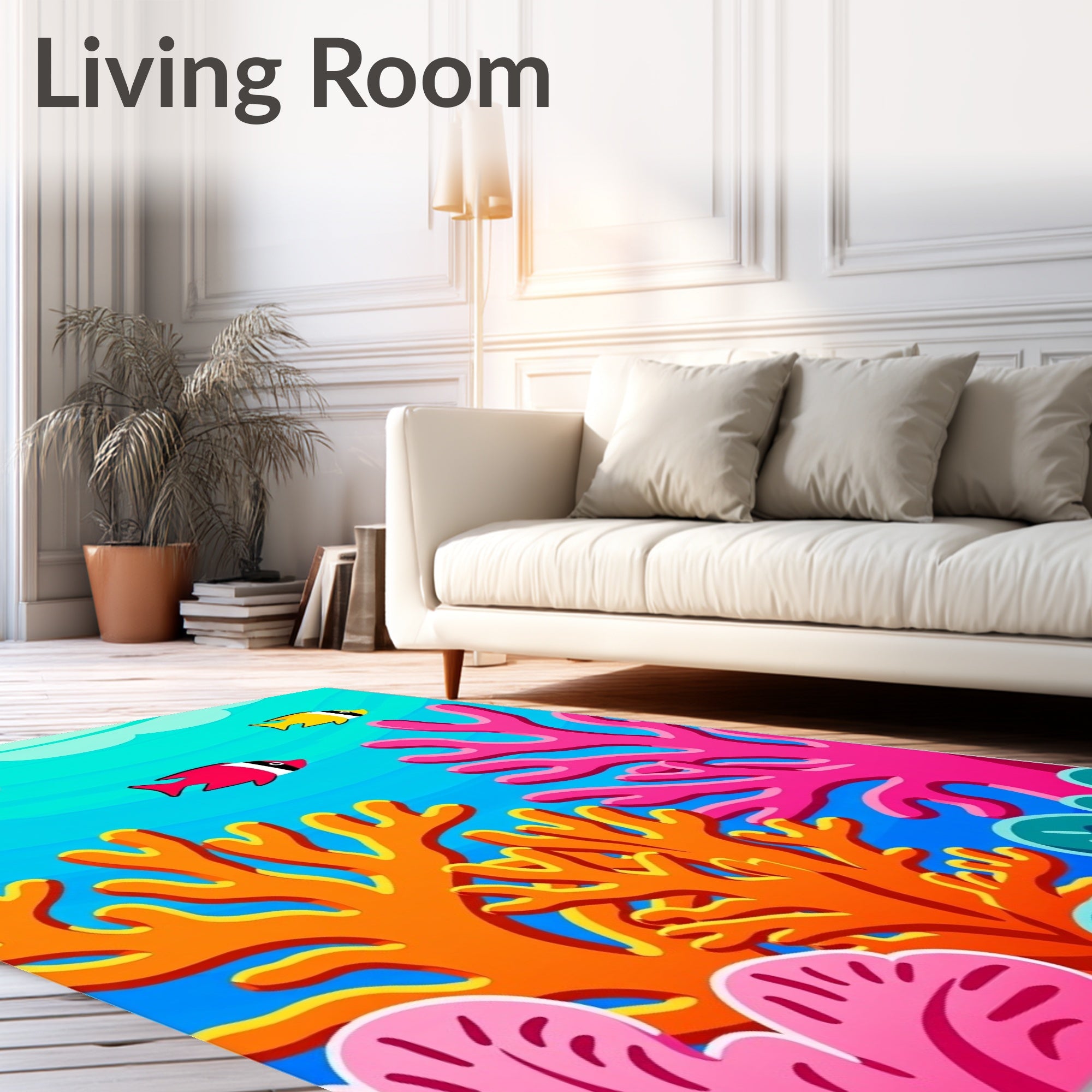 Vibrant Coral Fish Underwater Scene Rug