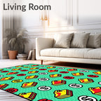 Bold Green Dollar Sign Stacked Coins Rug