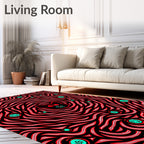 Black Red Swirls Teal Ornaments Dog Rug