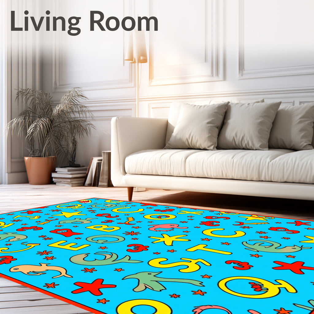 Playful Alphabet Ocean Creatures Stars Rug