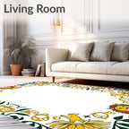 Golden Lion Floral Leaf Border Rug