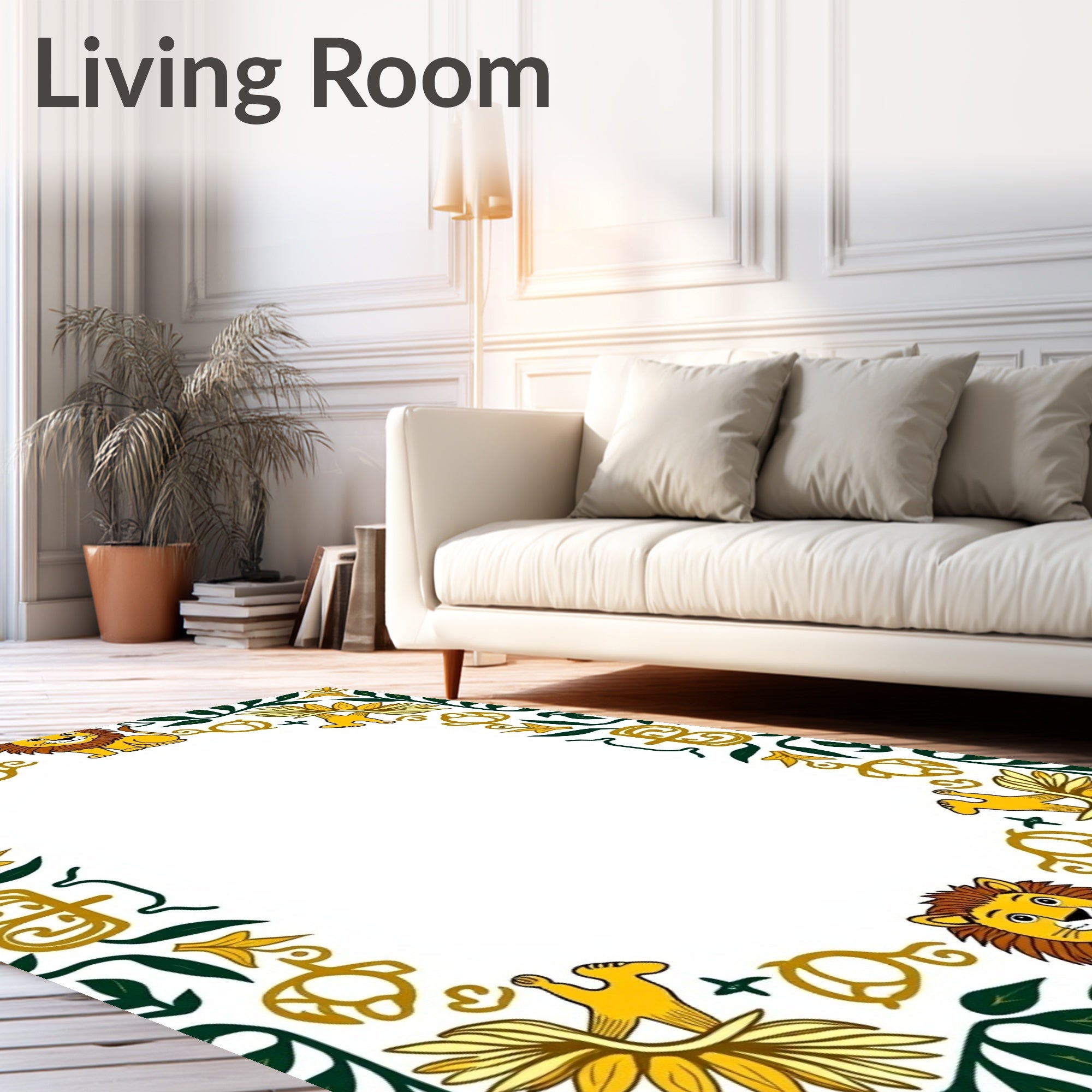 Golden Lion Floral Leaf Border Rug