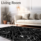 Black White Modern Abstract Geometric Rug