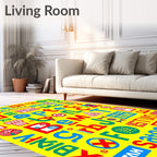 Retro Alphabet Collage Rug