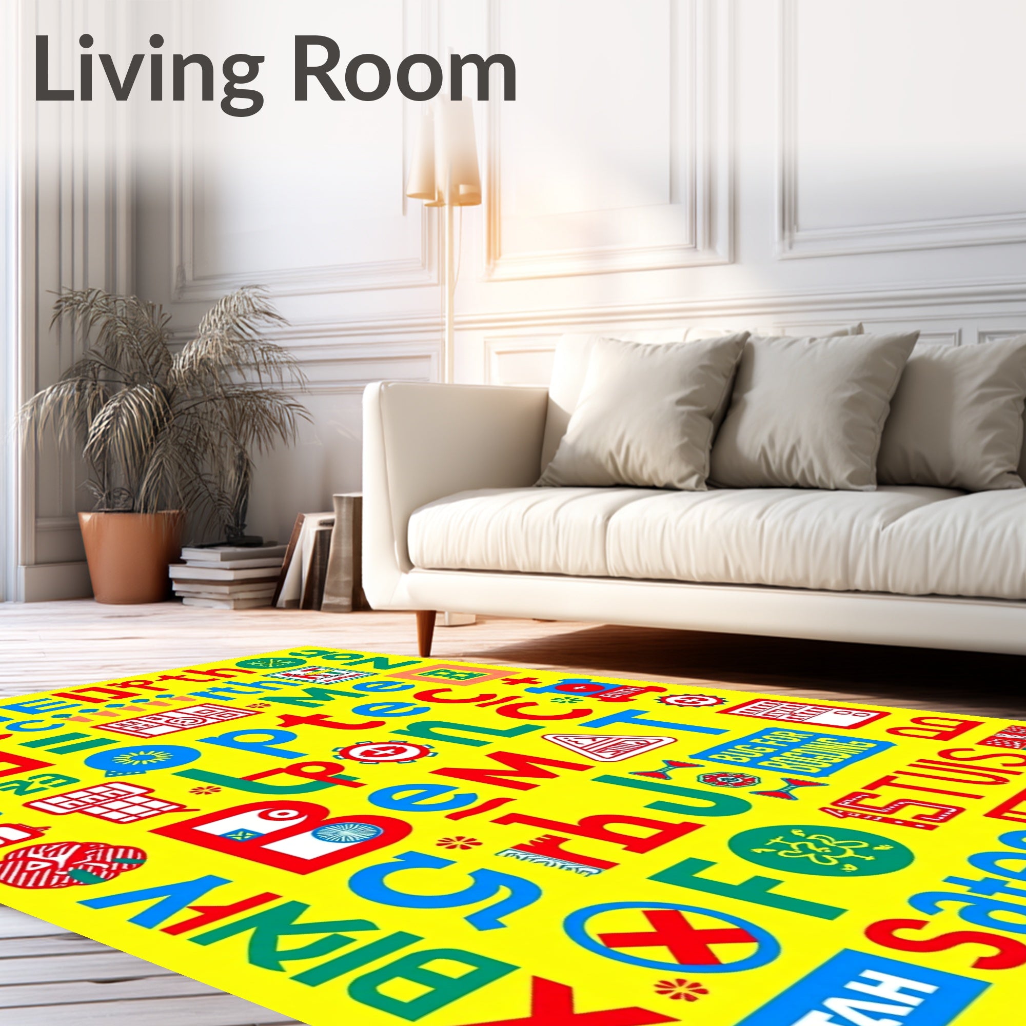 Retro Alphabet Collage Rug