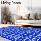 Majestic Blue White Ornamental Scroll Rug