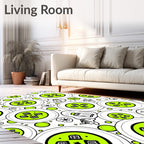 Bright Green Round Icons And Shapes Rug