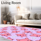 Pink Kawaii Kitty Star Sprinkle Rug