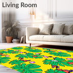 Tropical Parrot Leaf Flower Yellow Rug