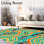 Orange Teal Fish Swirls Rug
