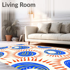 Bold Blue Sunburst with Yellow Accents Rug