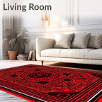 Bold Red Intricate Mandala Rug
