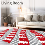 Bold Red White Dot Stripe Rug
