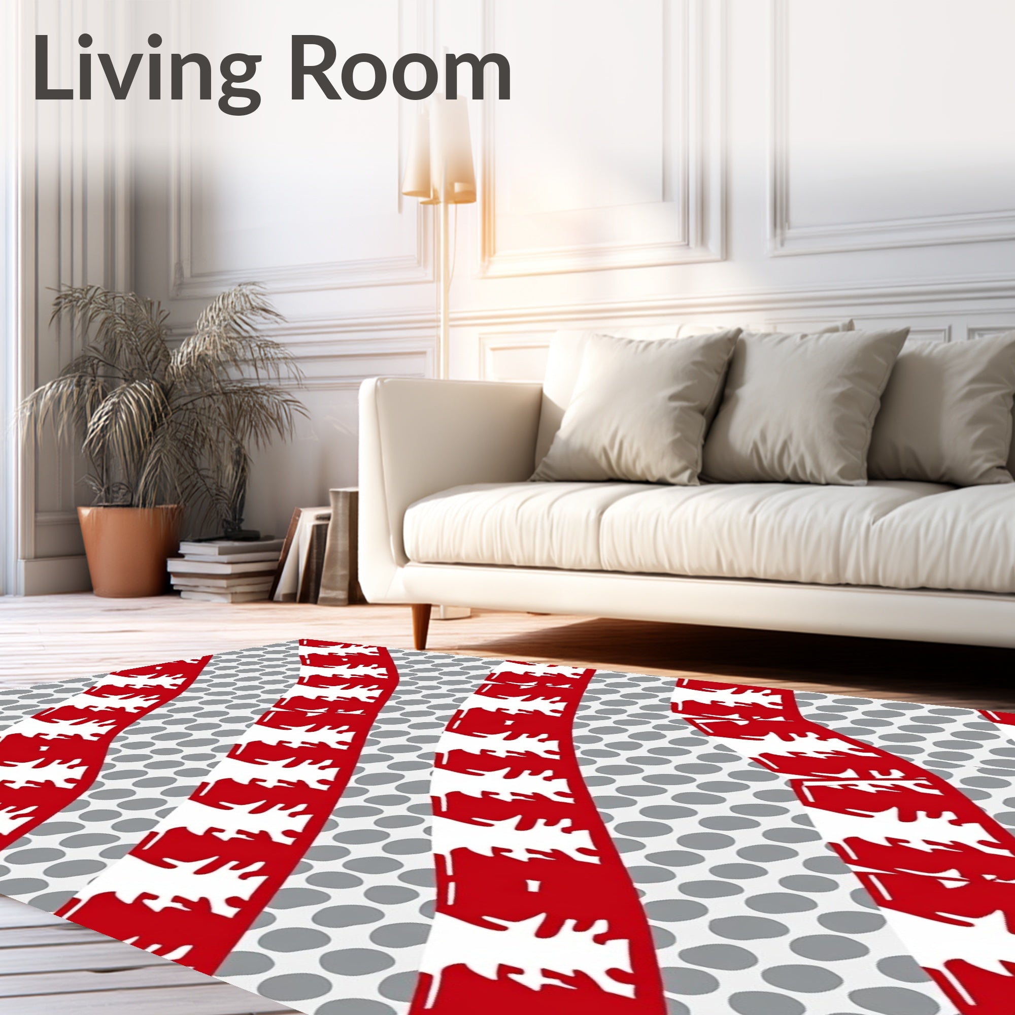 Bold Red White Dot Stripe Rug