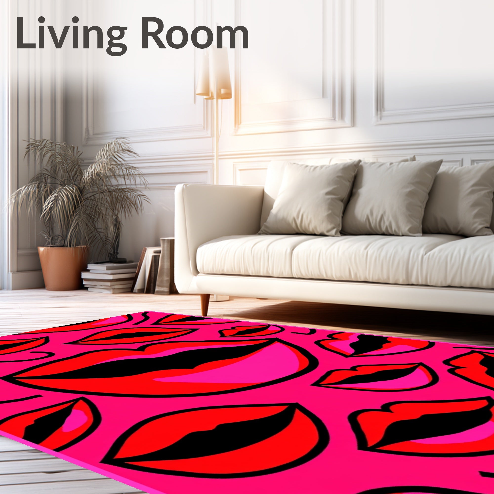 Vibrant Red Pink Bold Lips Rug
