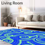 Dynamic Blue Swirl Triangles Rug