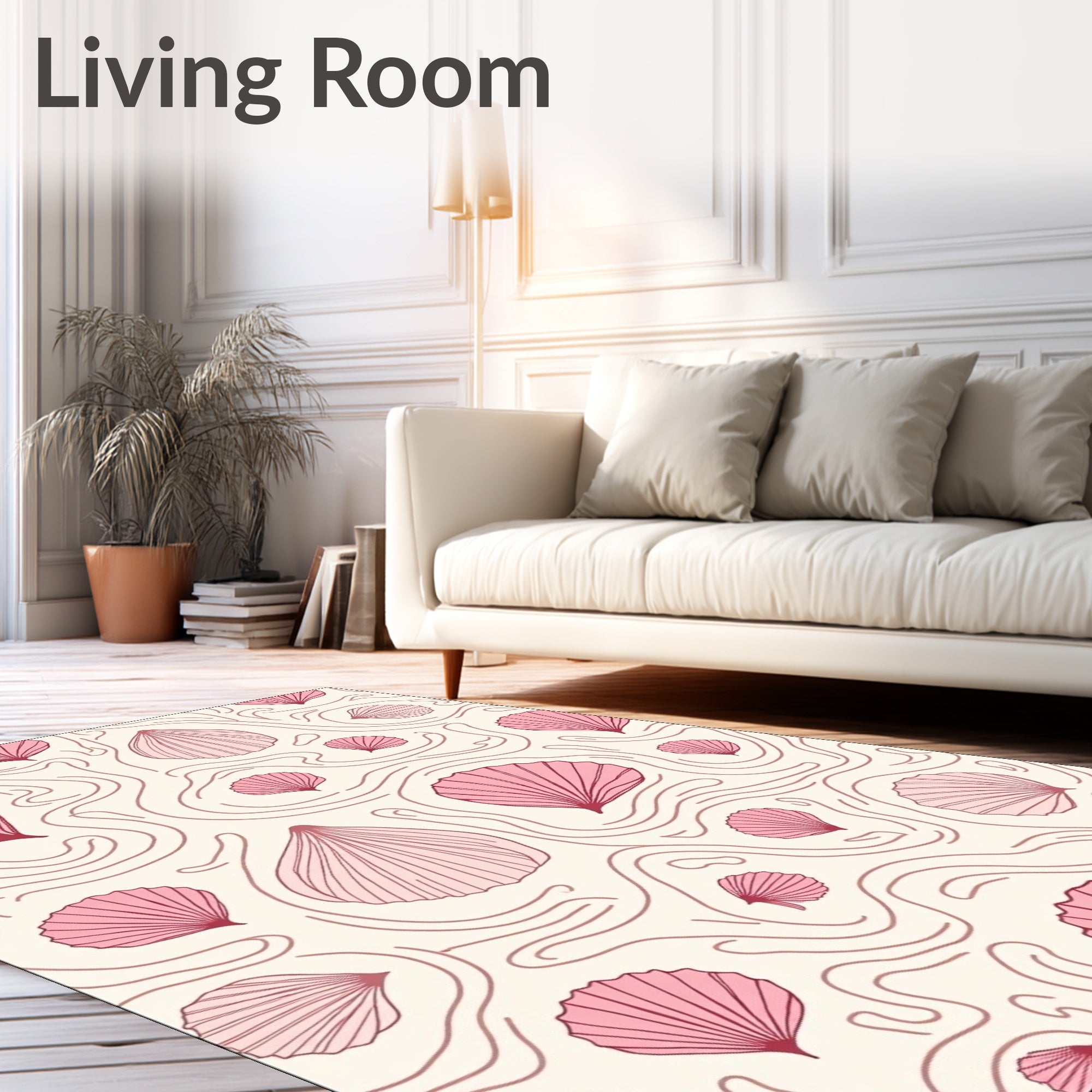 Pink Seaside Scallop Swirls Rug