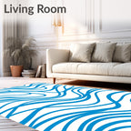 Oceanic Blue Flowing Waves Rug