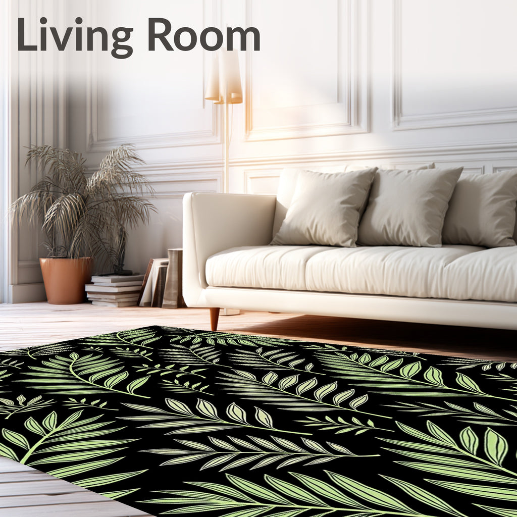Light Green Palm Frond Collage Rug