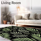 Light Green Palm Frond Collage Rug