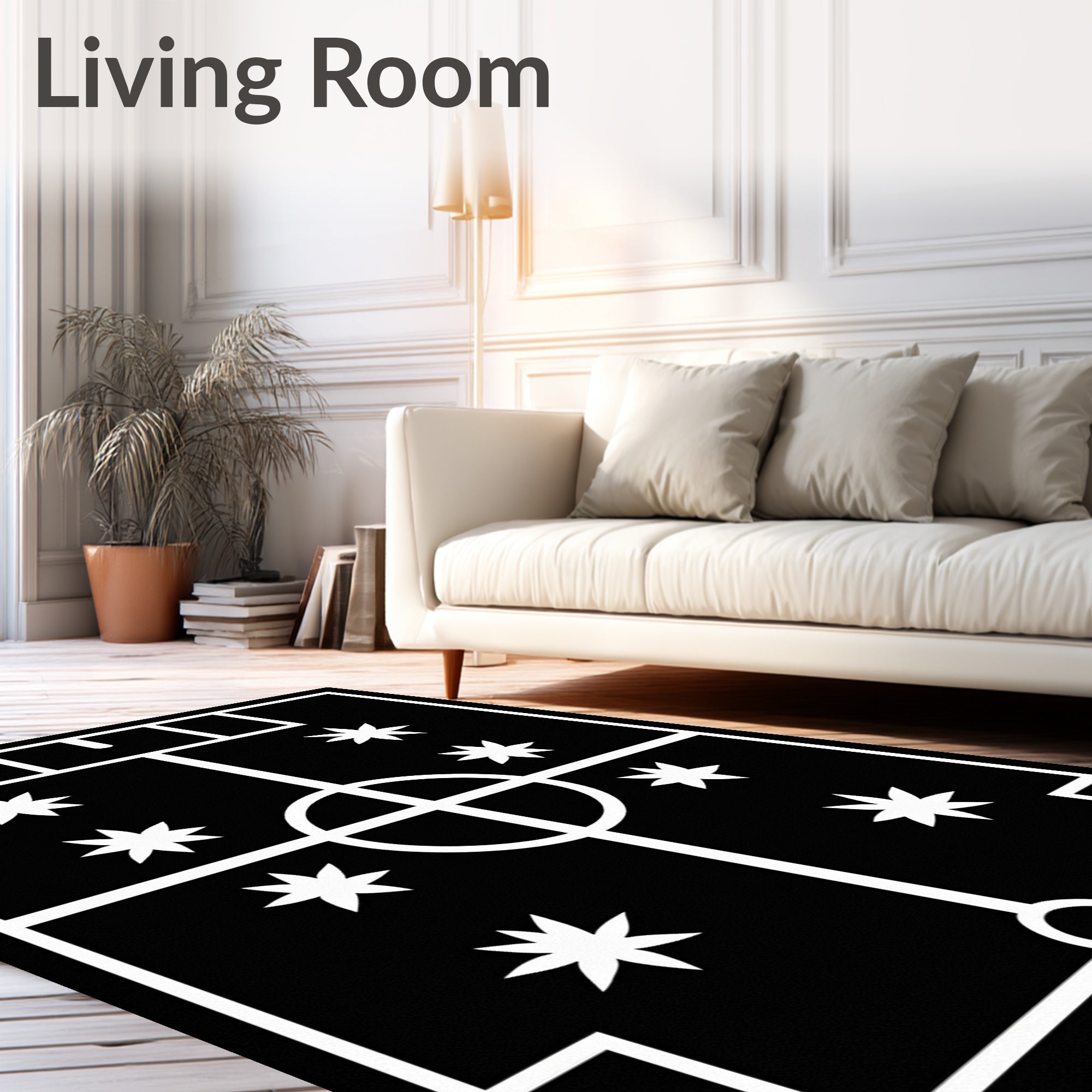 Black White Starry Field Rug