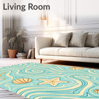 Coastal Starfish Swirl Aqua Rug