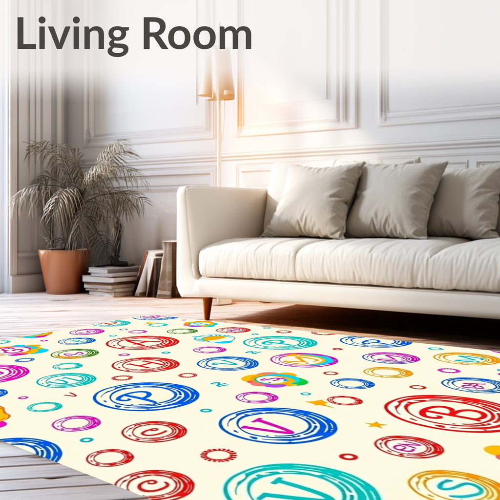 Colorful Alphabet Circles Scatter Rug
