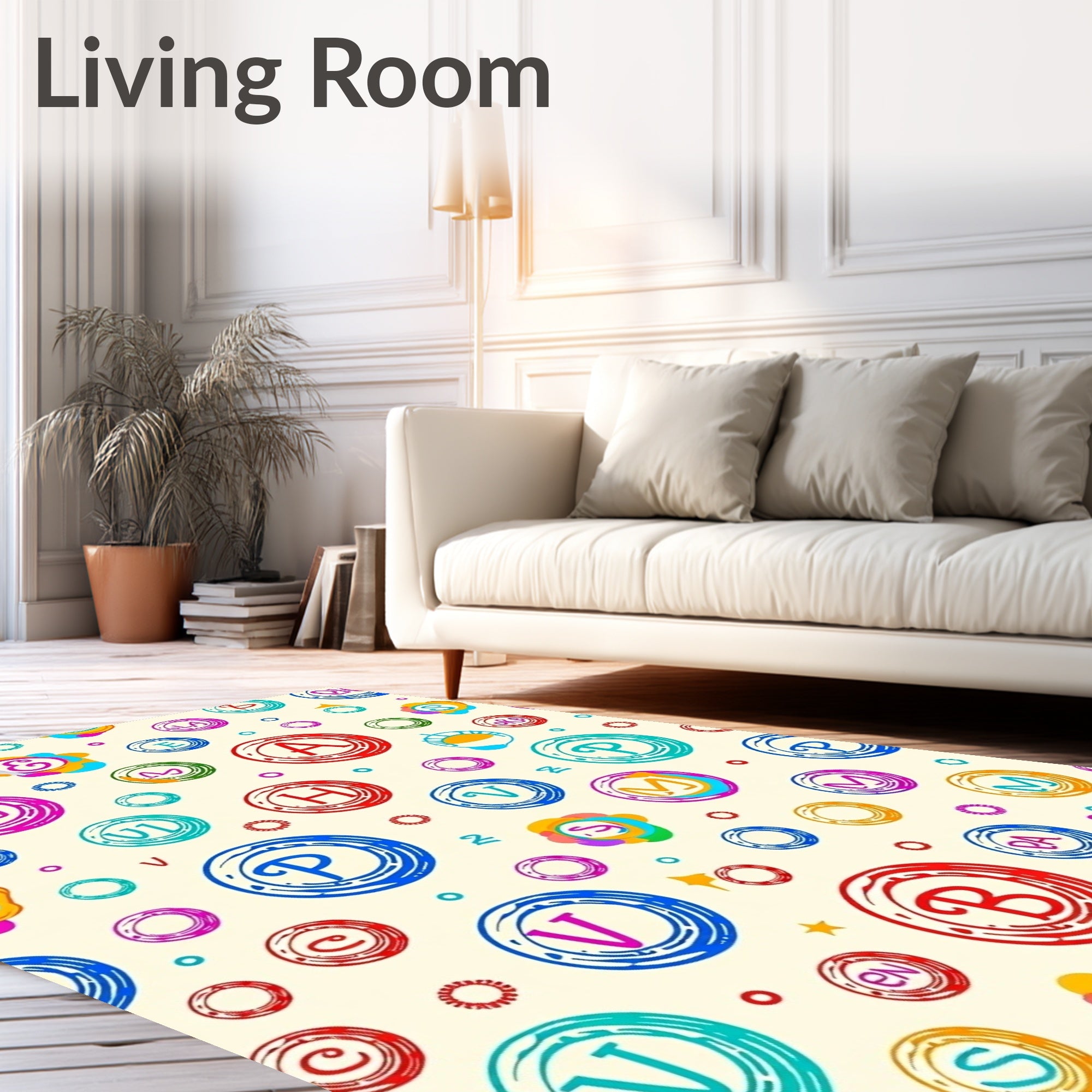 Colorful Alphabet Circles Scatter Rug