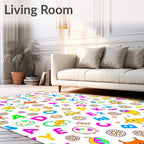 Playful Alphabet Creatures Numbers Collage Rug