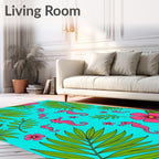 Tropical Pink Seahorse Leaf Shower Rug