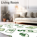 Dollar Bills Coins Scatter Pattern Rug