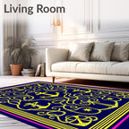 Naval Yellow Anchor Rope Medallion Rug