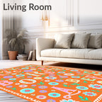 Whimsical Floral Alphabet Orange Rug