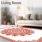 Bold Crimson Floral Medallion Frame Rug