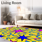 Radical Yellow Starburst Swirl Rug