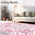 Crimson Floral Vines Art Deco Rug