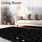 Black White Funky Alphabet Stars Rug