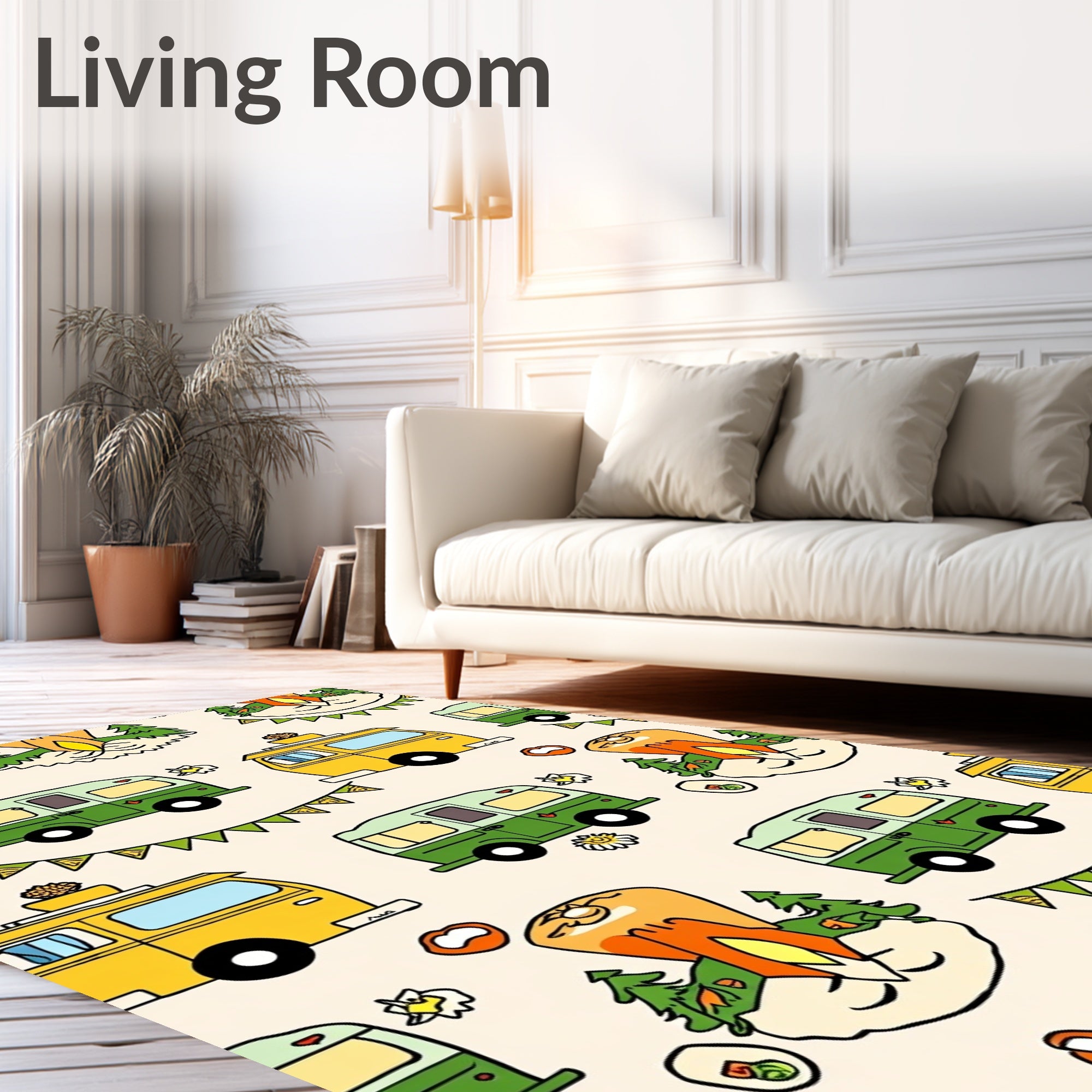 Retro Camper Van Forest Adventure Rug