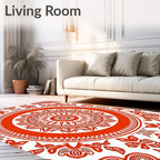 Vibrant Red Mandala Floral Ring Rug