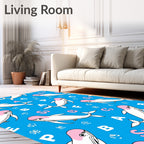 Whimsical White Pink Whale Alphabet Rug