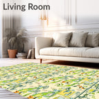 Whimsical Green Cartoon Animal Landscape Rug
