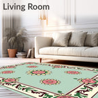 Vintage Pink Rose Garden Border Rug