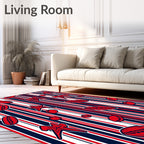 Red White Blue Striped Sports Ball Rug